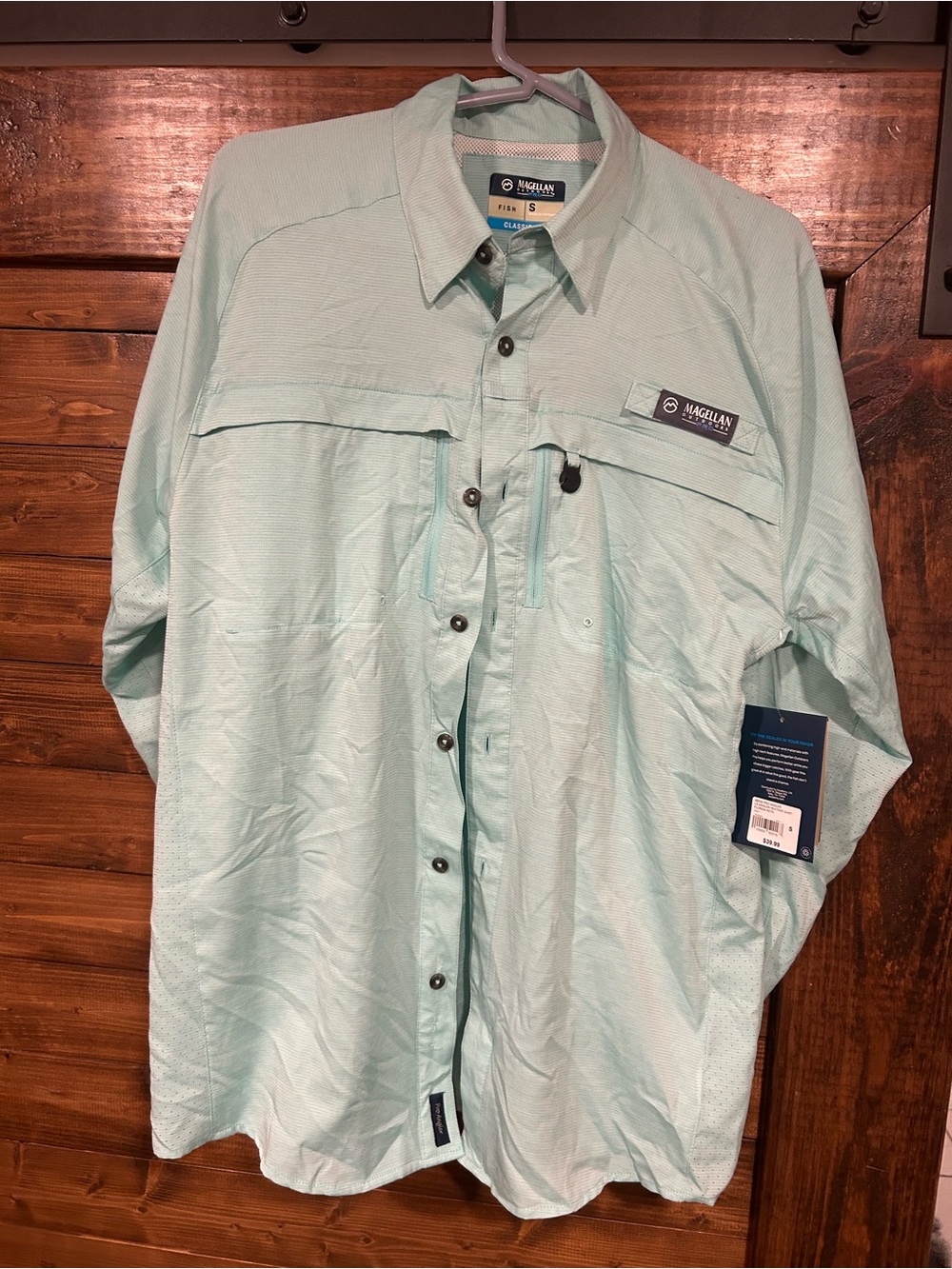 Magellan Outdoors Men's Light Mint Green Long-Sleeve Shirt Jacket